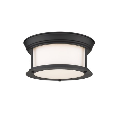 Z-LITE Sonna 2 Light Flush Mount, Matte Black & Matte Opal 2011F10-MB